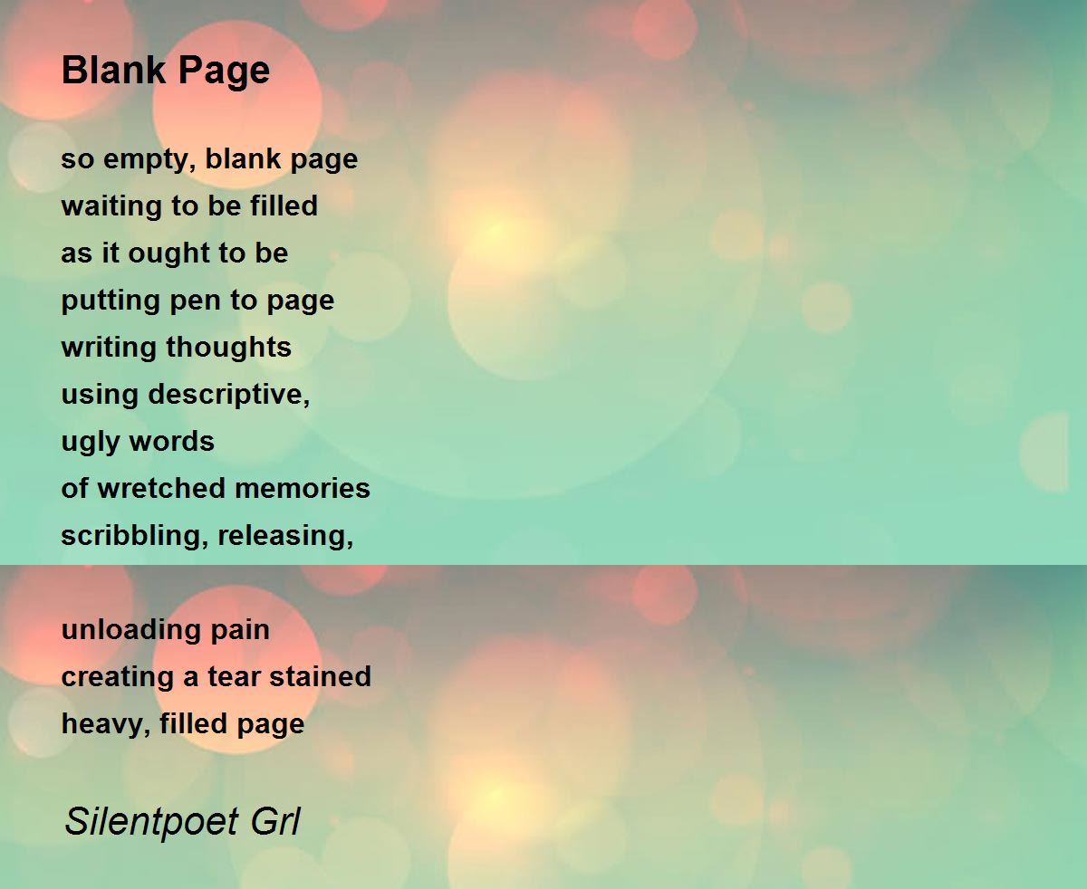 Blank Page by Silentpoet Grl - Blank Page Poem