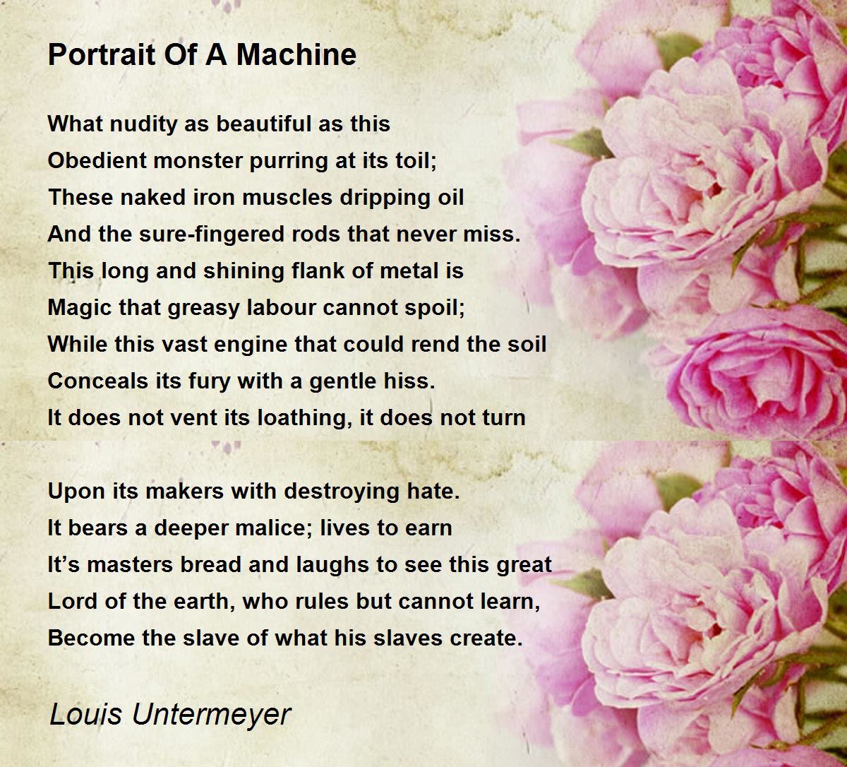 Portrait Of A Machine Portrait Of A Machine Poem by Louis Untermeyer