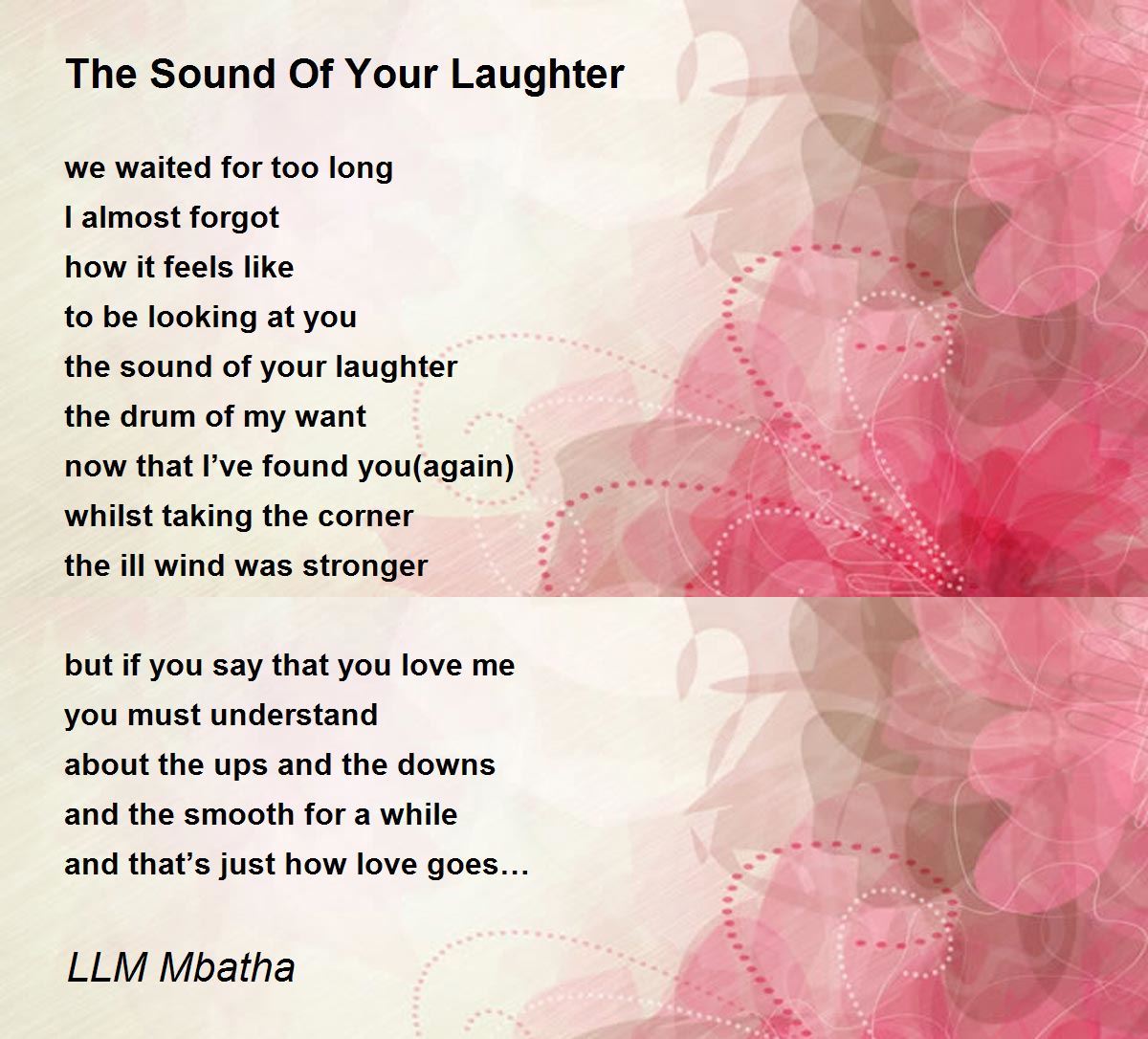 The Sound Of Your Laughter The Sound Of Your Laughter Poem by LLM Mbatha