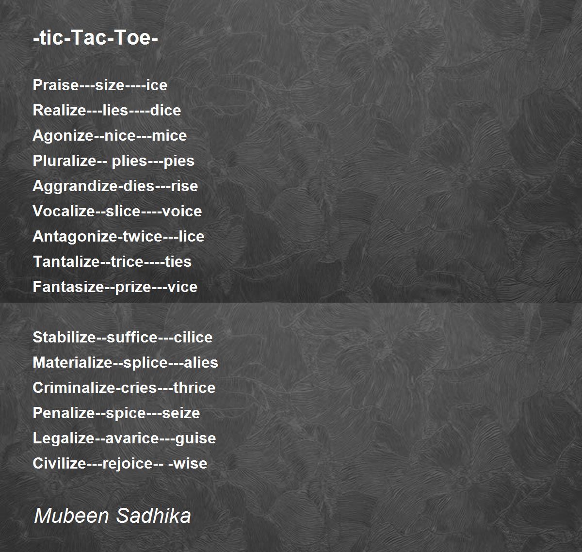 ticTacToe Poem by Mubeen Sadhika Poem Hunter