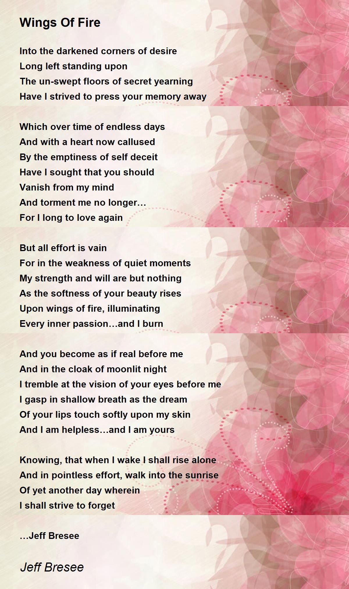 Wings Of Fire by Jeff Bresee Wings Of Fire Poem