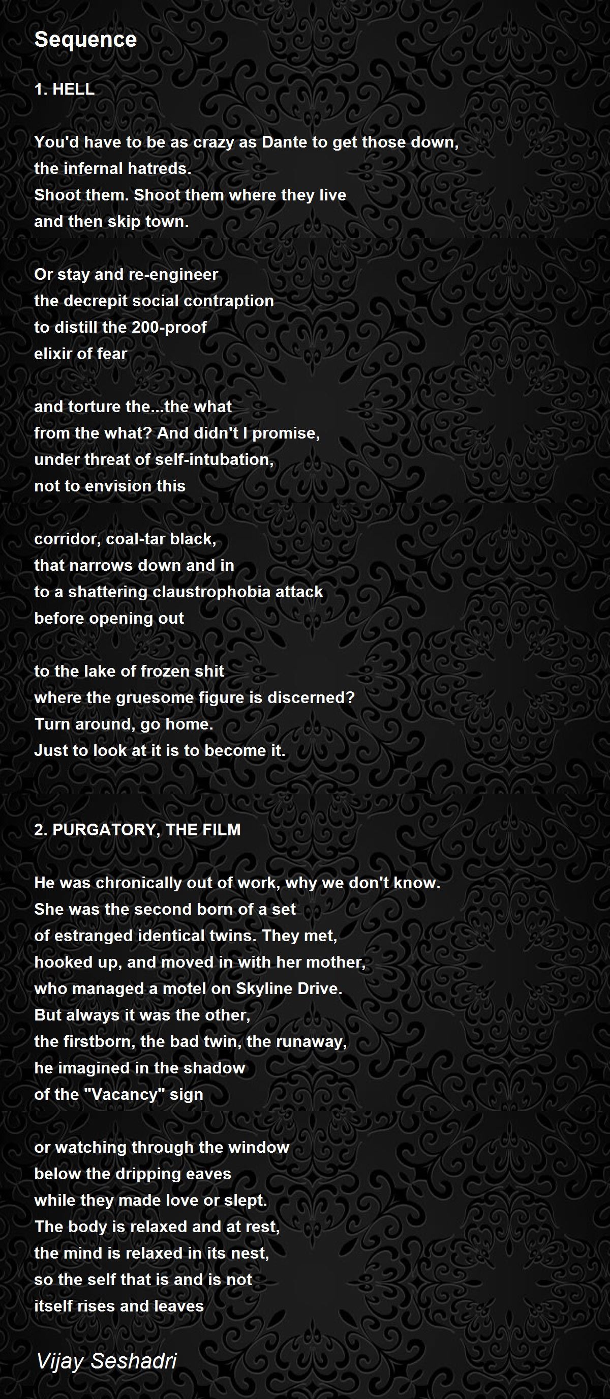 Sequence Sequence Poem by Vijay Seshadri