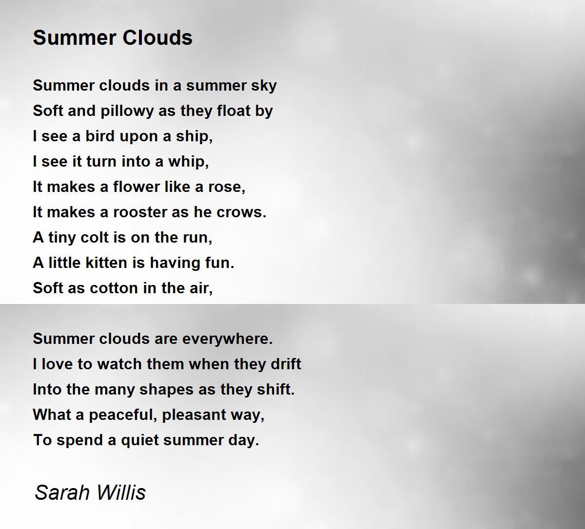 Summer Clouds Summer Clouds Poem by Sarah Willis