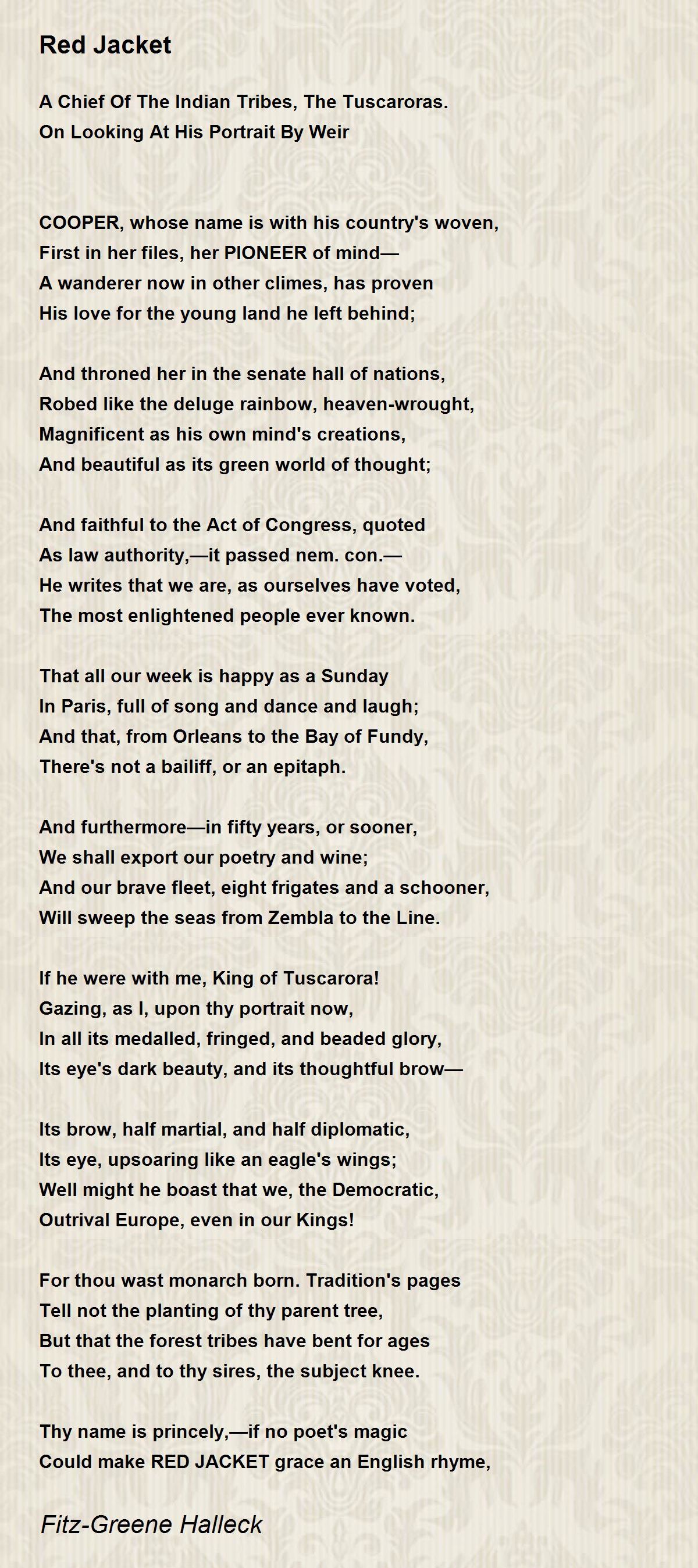 Red Jacket Red Jacket Poem by FitzGreene Halleck