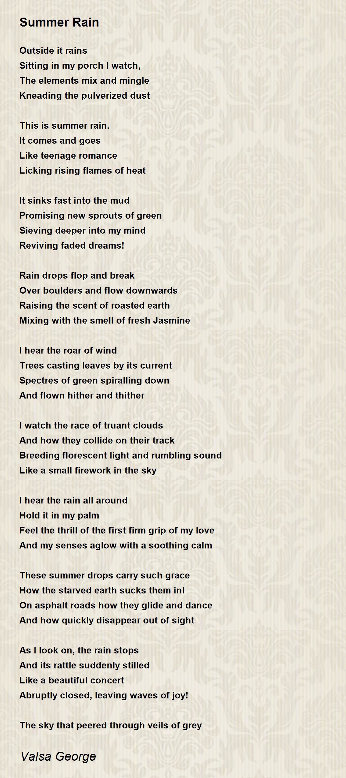 Summer Rain by Valsa Summer Rain Poem