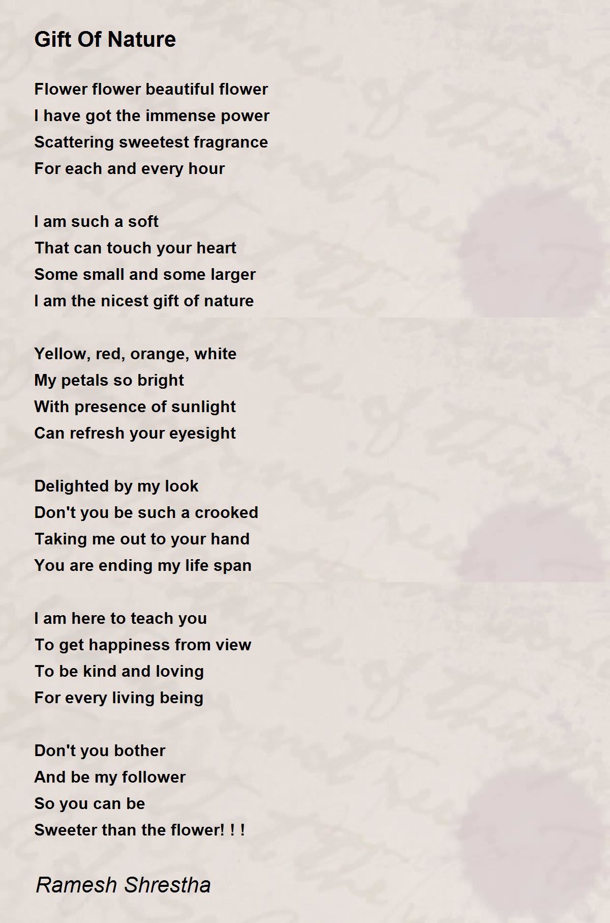 Gift Of Nature Gift Of Nature Poem by Ramesh Shrestha