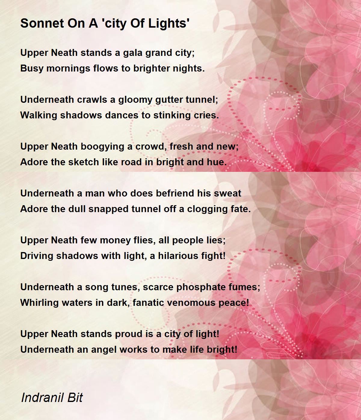 On A 'city Of Lights' Poem by Indranil Bit Poem Hunter