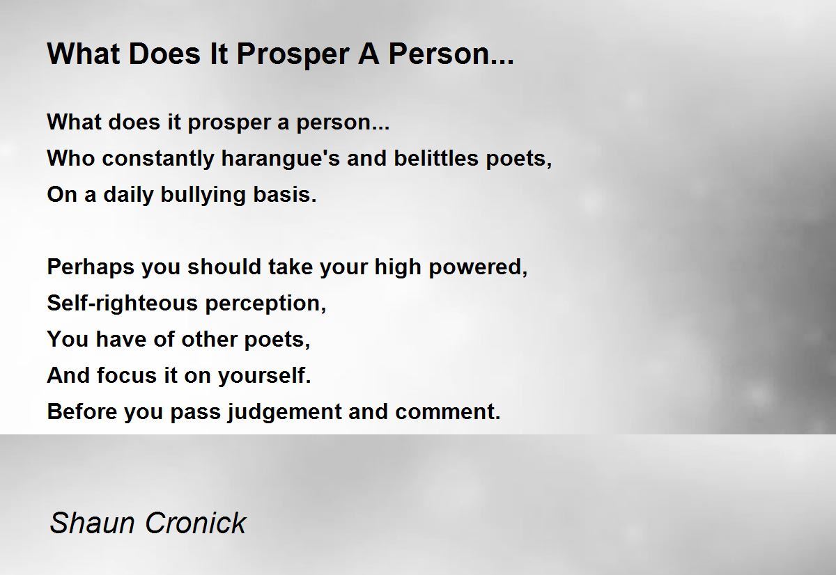 What Does It Prosper A Person... What Does It Prosper A Person