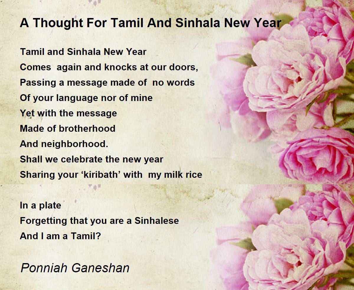 A Thought For Tamil And Sinhala New Year A Thought For Tamil And