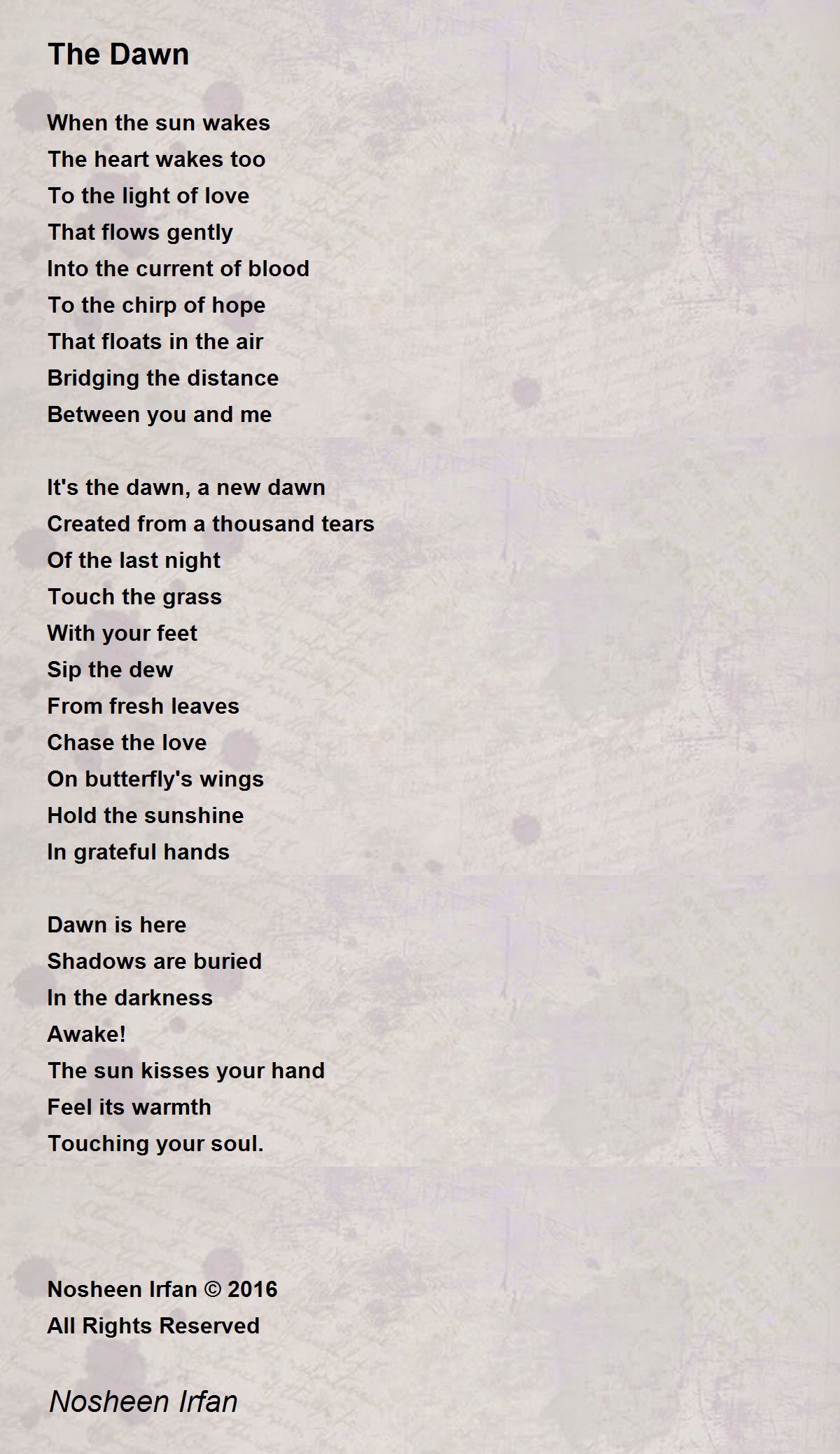 The Dawn The Dawn Poem by Nosheen Irfan