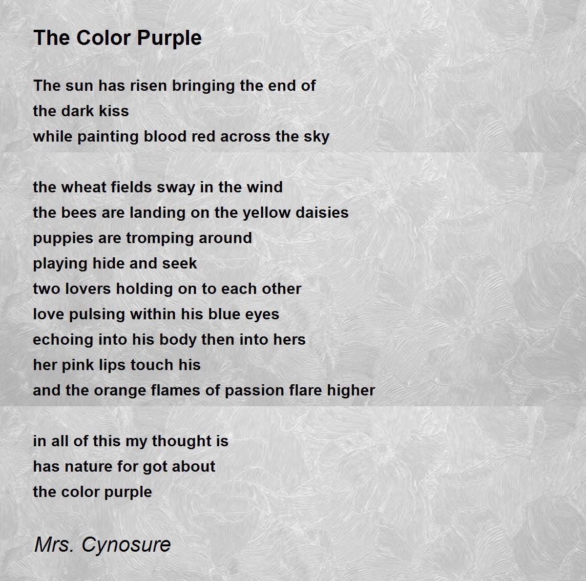 The Color Purple The Color Purple Poem by Mrs. Cynosure