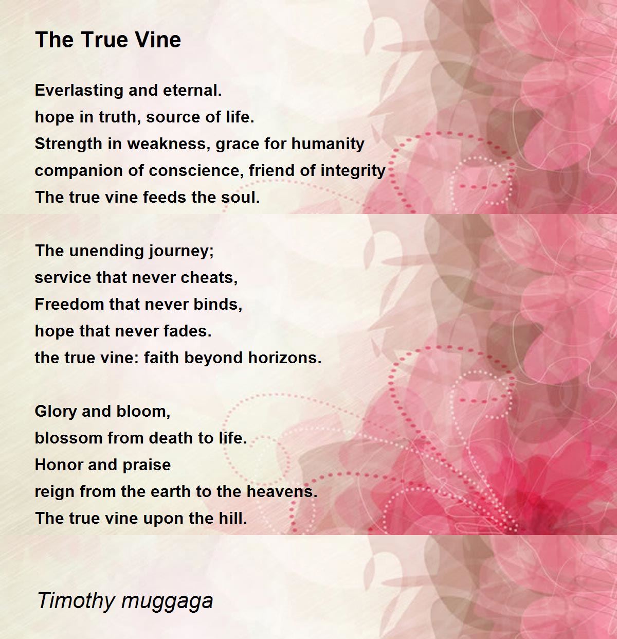 The True Vine The True Vine Poem by Timothy muggaga