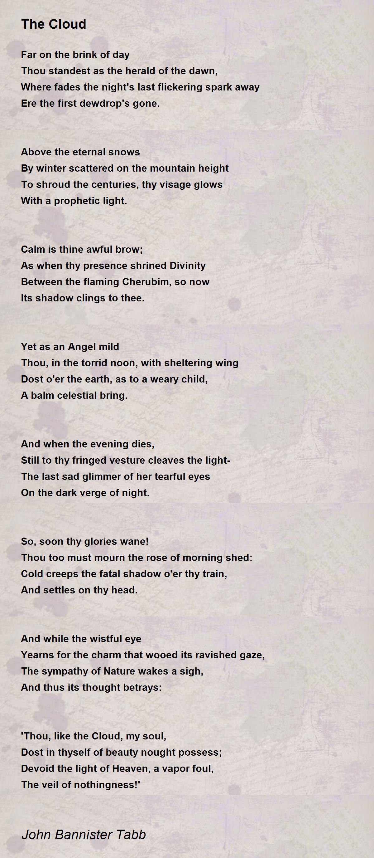 The Cloud The Cloud Poem by John Bannister Tabb