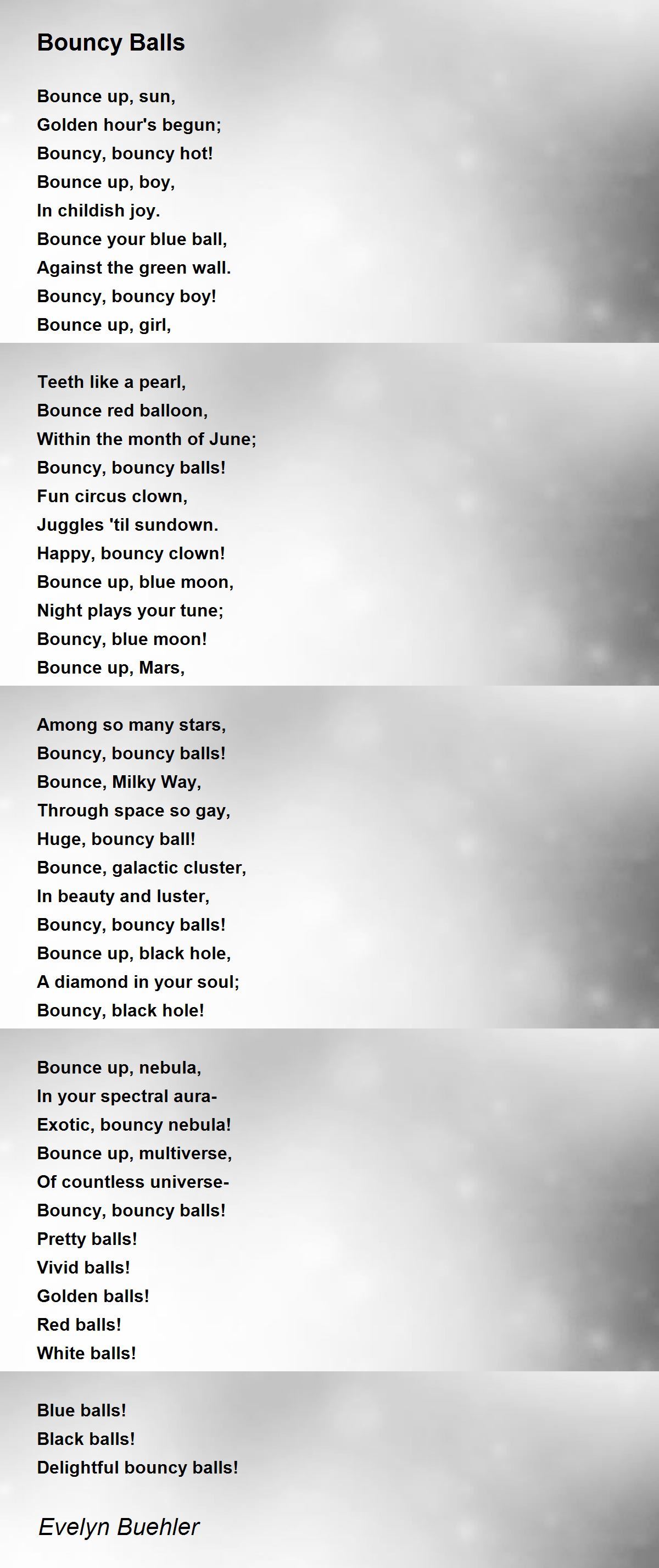 Bouncy Balls Bouncy Balls Poem by Evelyn Judy Buehler