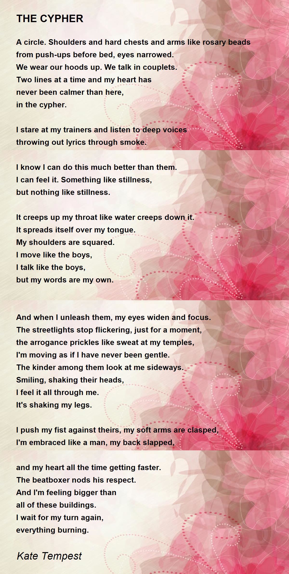 THE CYPHER THE CYPHER Poem by Kate Tempest