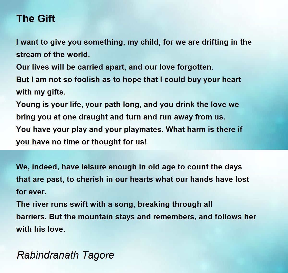 The Gift Poem by Rabindranath Tagore Poem Hunter Comments