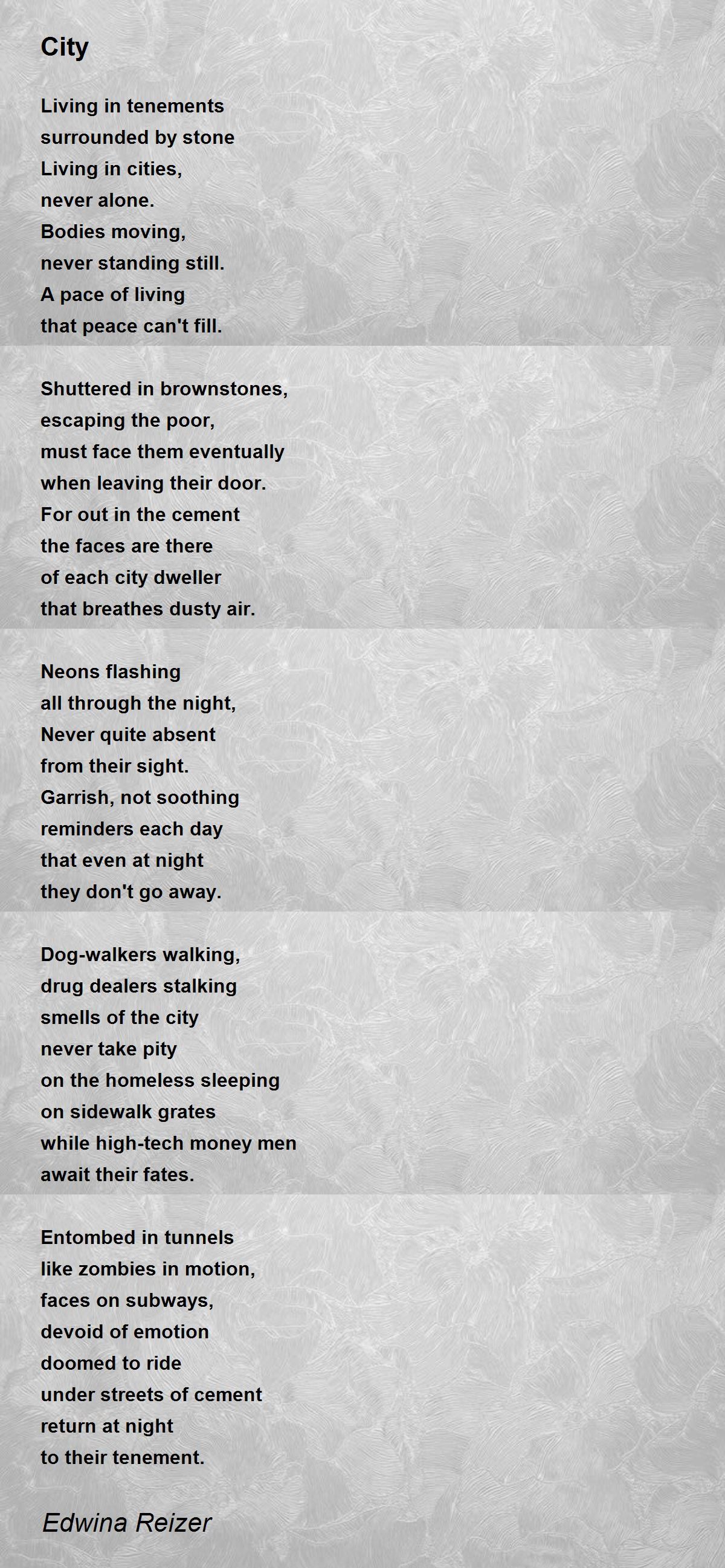 City Poem by Edwina Reizer Poem Hunter