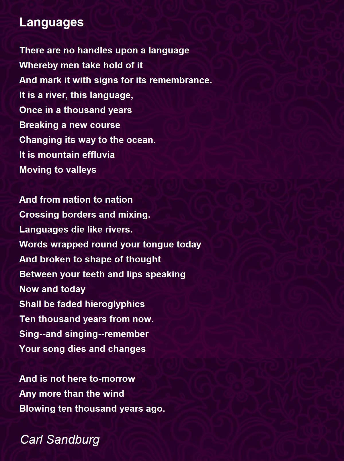 Languages Poem by Carl Sandburg - Poem Hunter