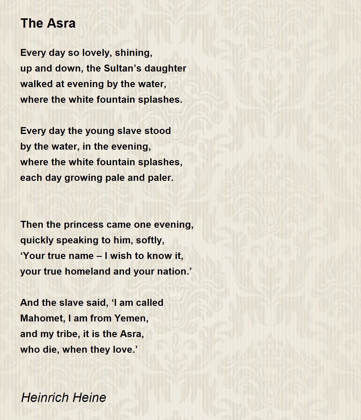 The Asra Poem by Heinrich Heine - Poem Hunter