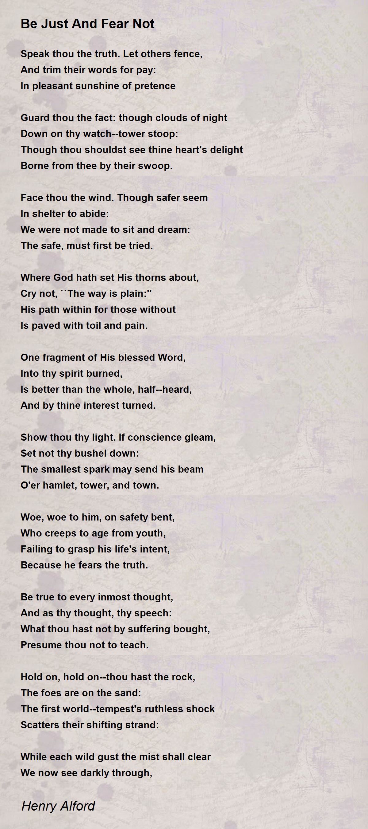 Be Just And Fear Not Poem by Henry Alford - Poem Hunter