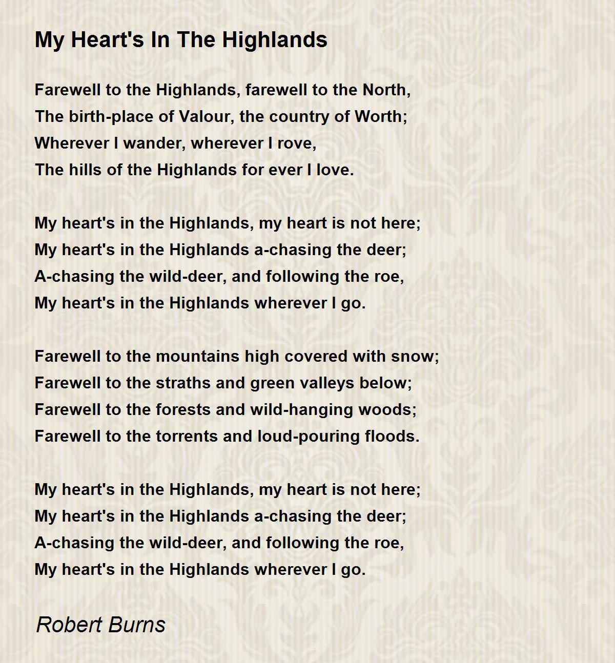 Песня ит май. My Heart in the Highlands Robert Burns стихотворение.