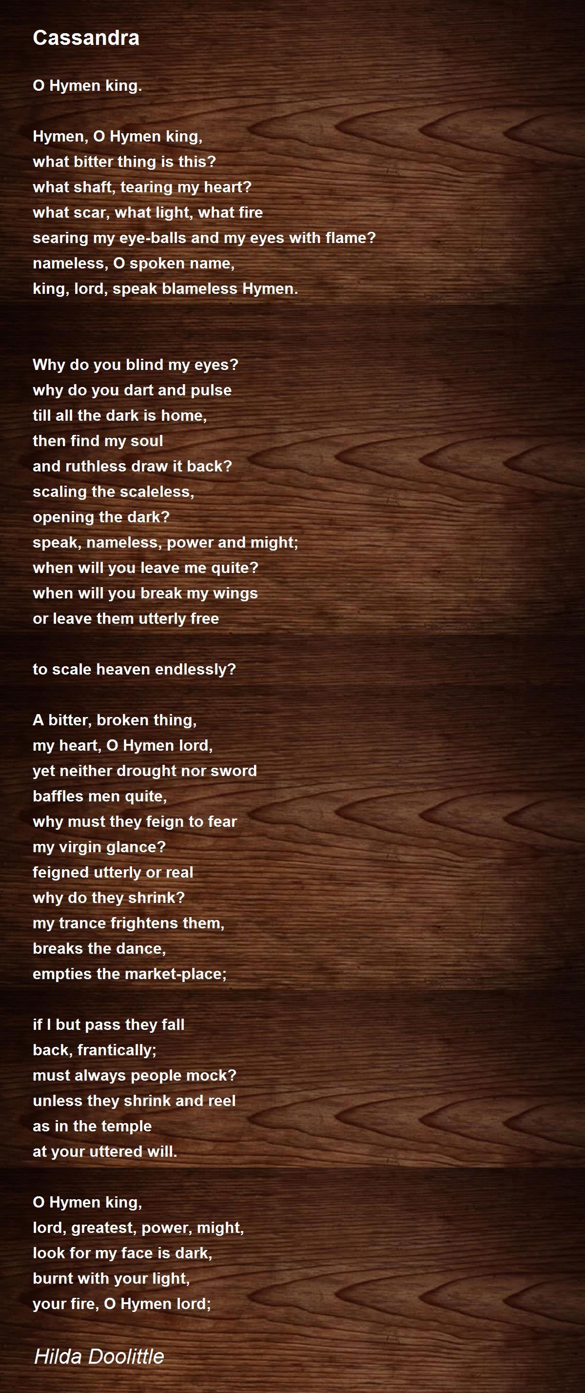 Cassandra Poem by Hilda Doolittle - Poem Hunter