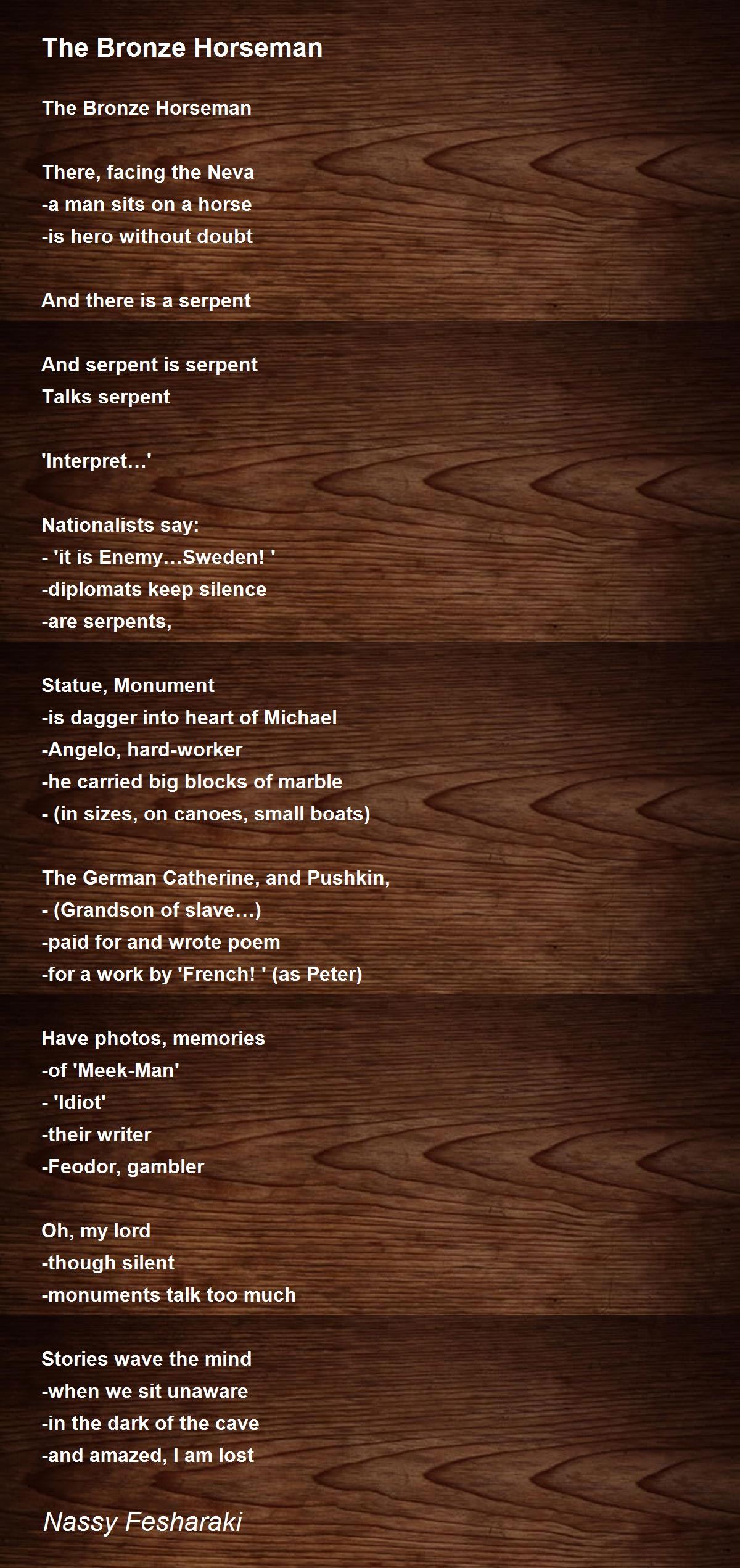 The Bronze Horseman The Bronze Horseman Poem by Nassy Fesharaki