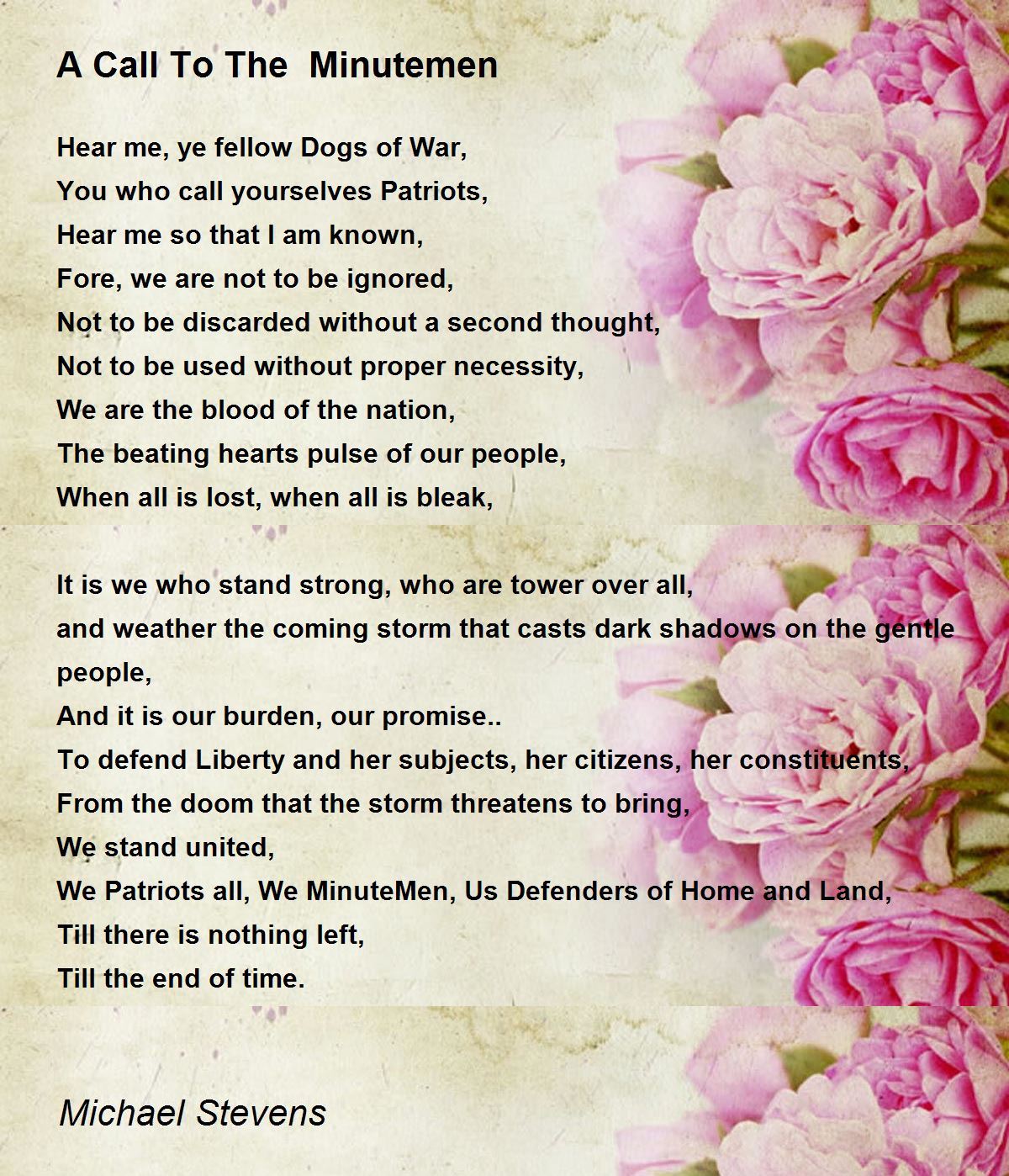 A Call To The Minutemen A Call To The Minutemen Poem by Michael Stevens