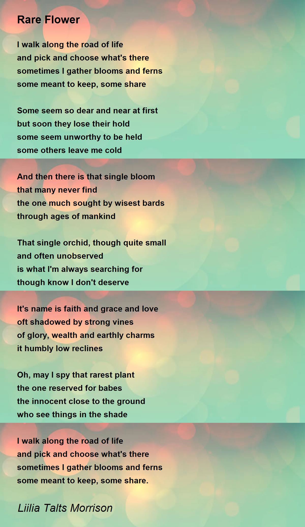 Rare Flower Rare Flower Poem by Liilia Talts Morrison