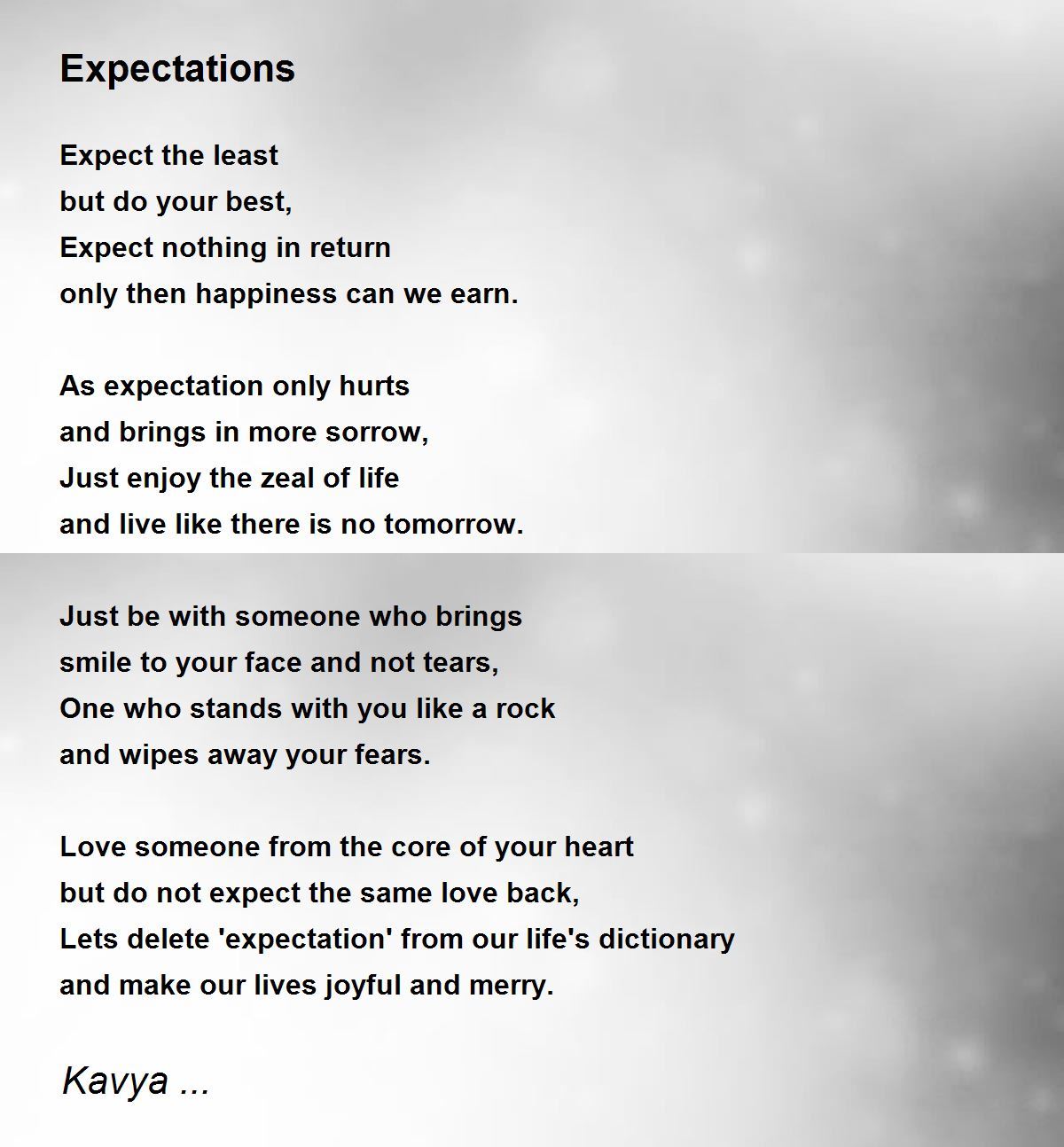 Expectations By Kavya Expectations Poem