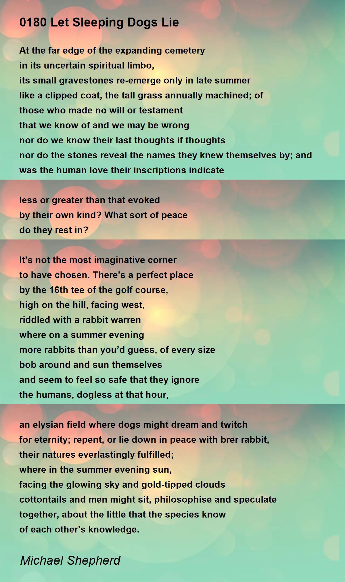 0180 Let Sleeping Dogs Lie - 0180 Let Sleeping Dogs Lie Poem by Michael ...