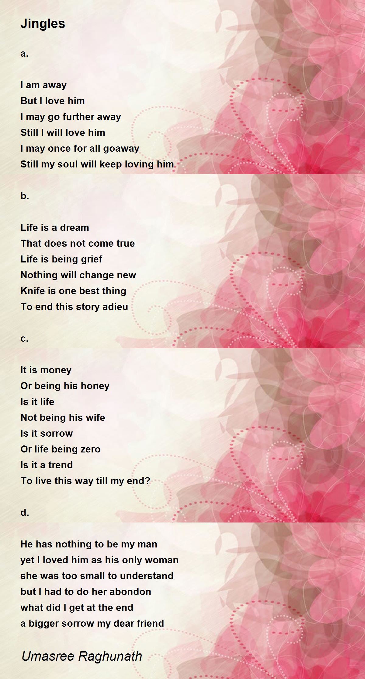 Jingles Jingles Poem by Umasree Raghunath