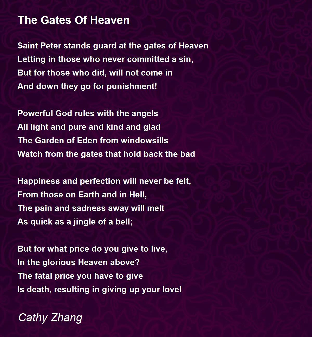The Gates Of Heaven The Gates Of Heaven Poem by Cathy Zhang