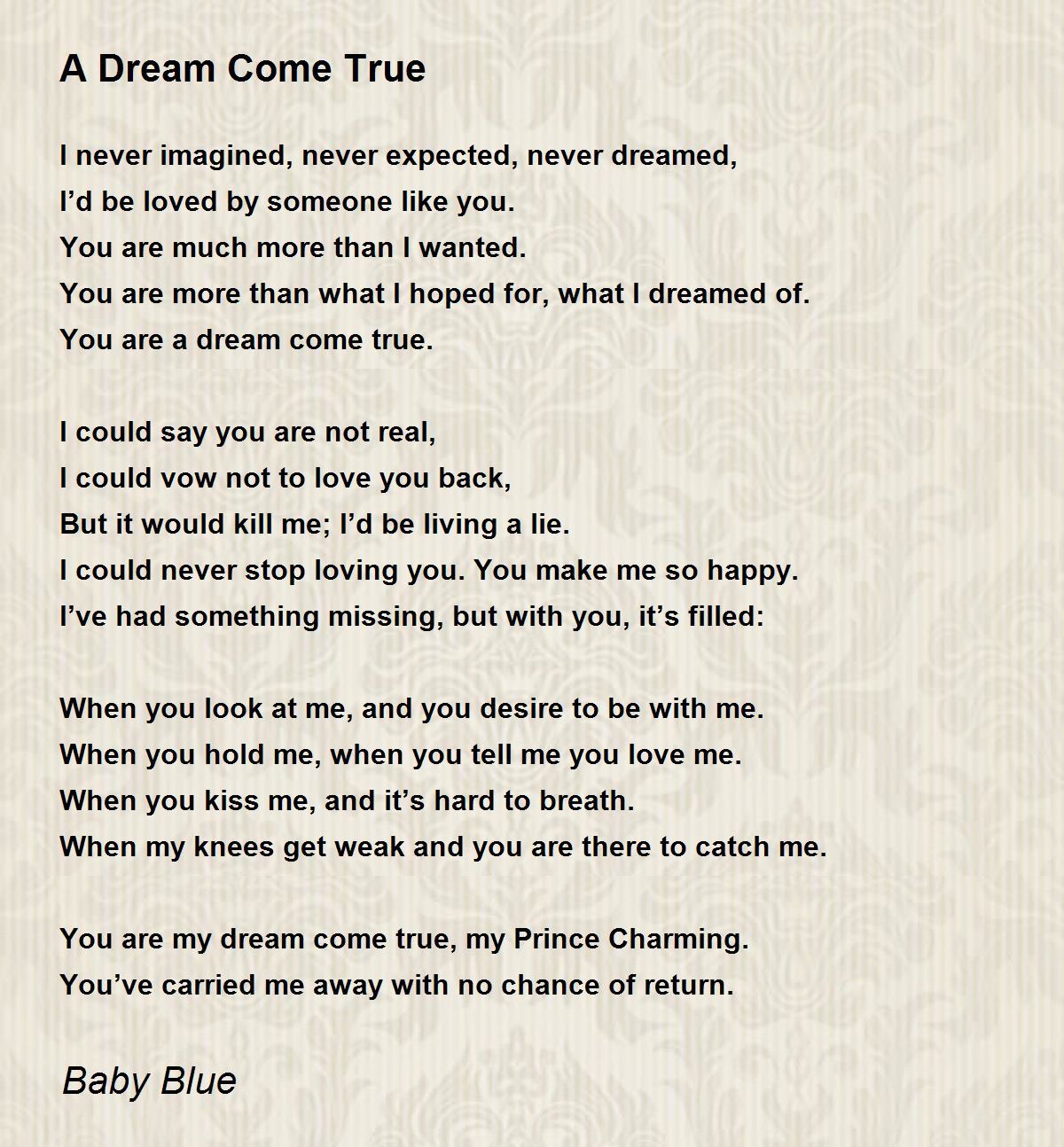 You are my dream come true poem