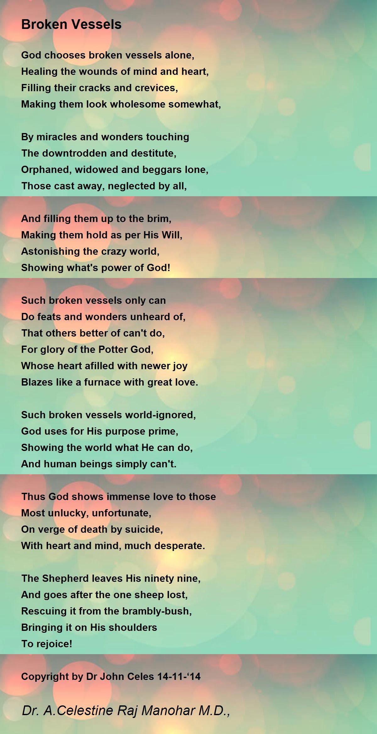 Broken Vessels Poem by Dr John Celes Poem Hunter