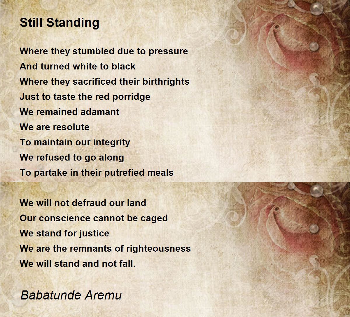 Still Standing Poem by Babatunde Aremu Poem Hunter