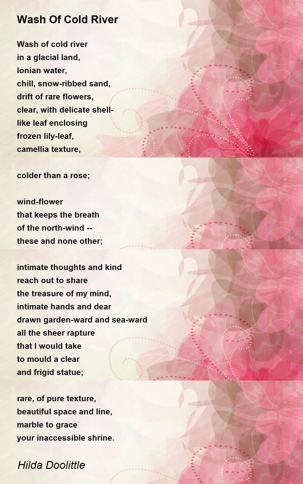 Wash Of Cold River Poem by Hilda Doolittle - Poem Hunter