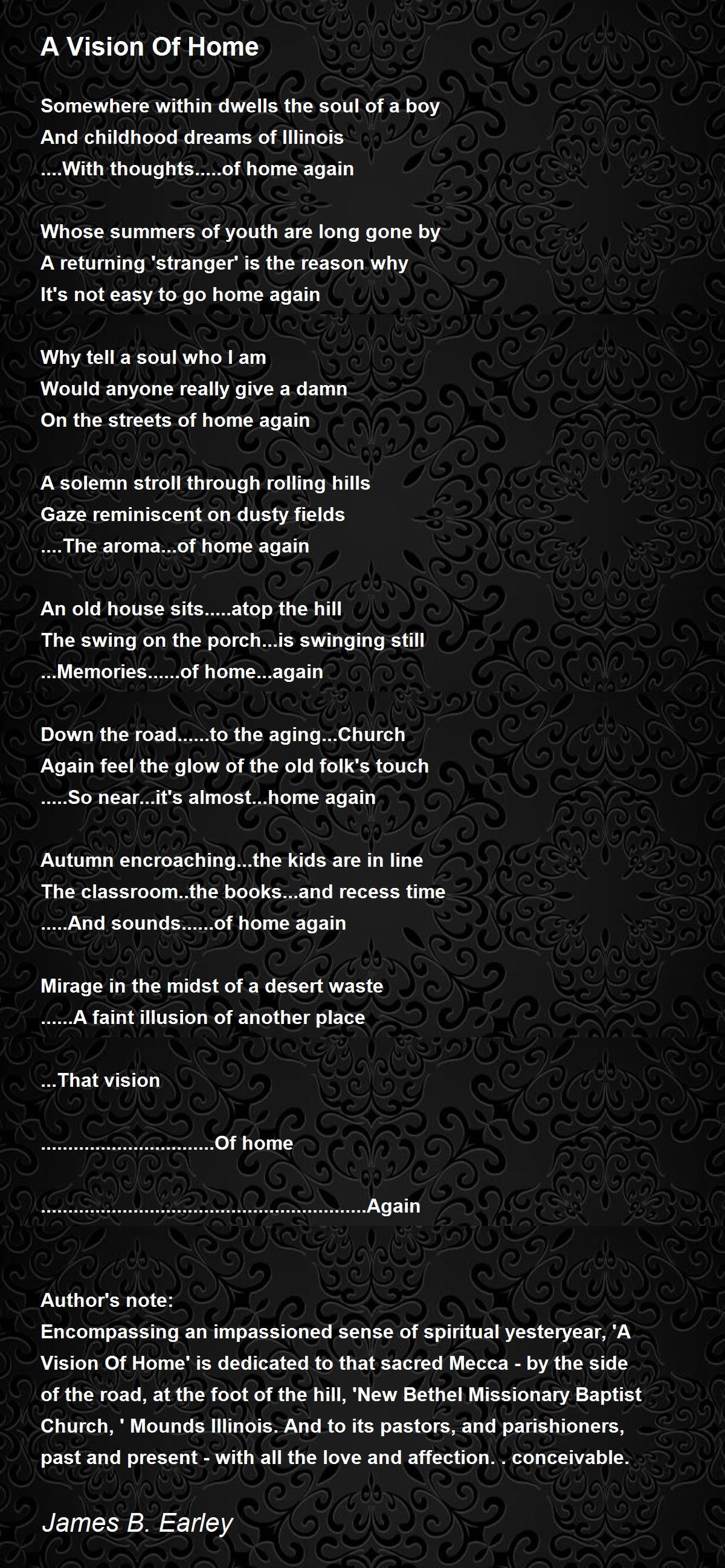 A Vision Of Home A Vision Of Home Poem by James B. Earley