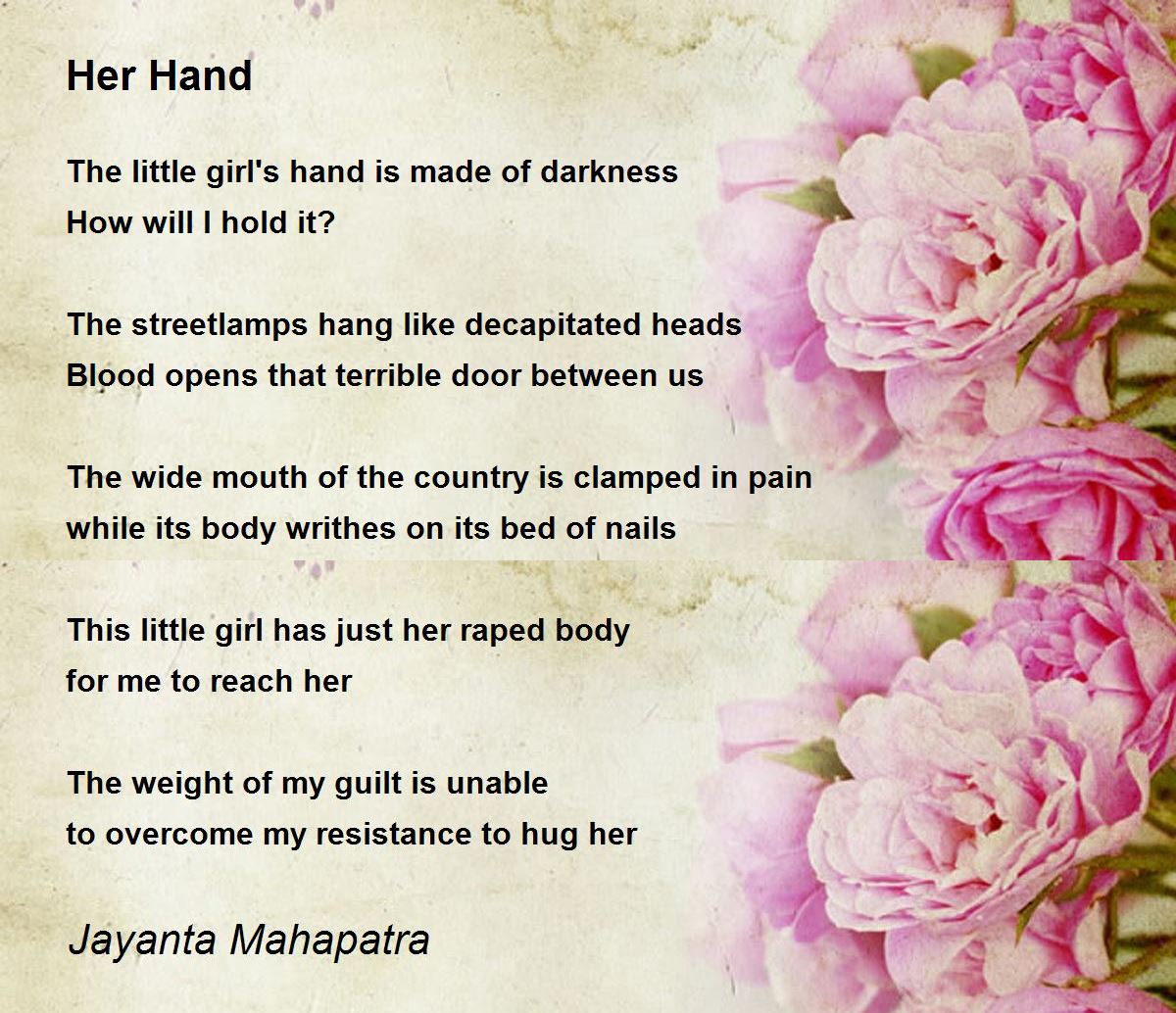 Her Hand Her Hand Poem by Jayanta Mahapatra