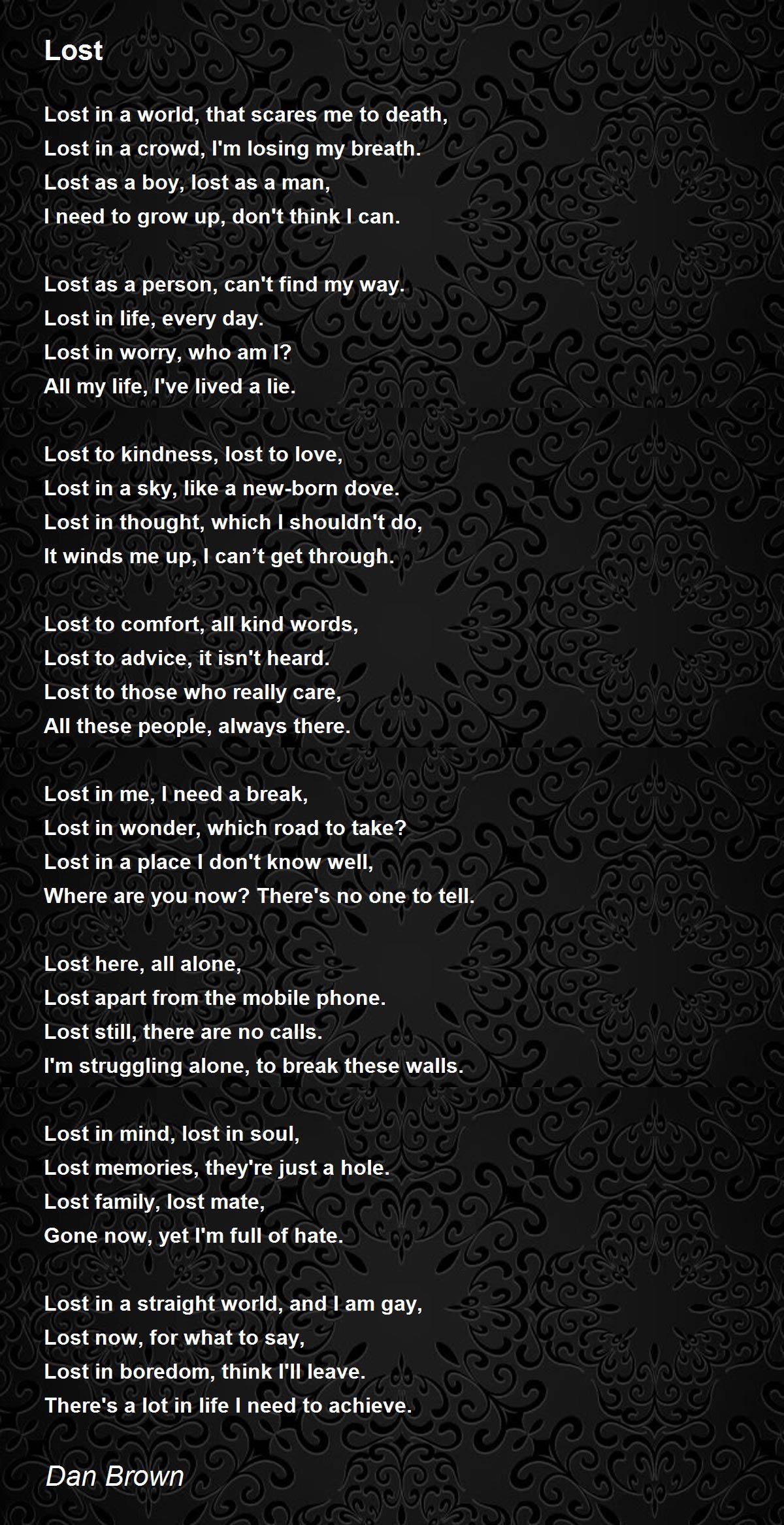 Lost - Lost Poem by Dan Brown