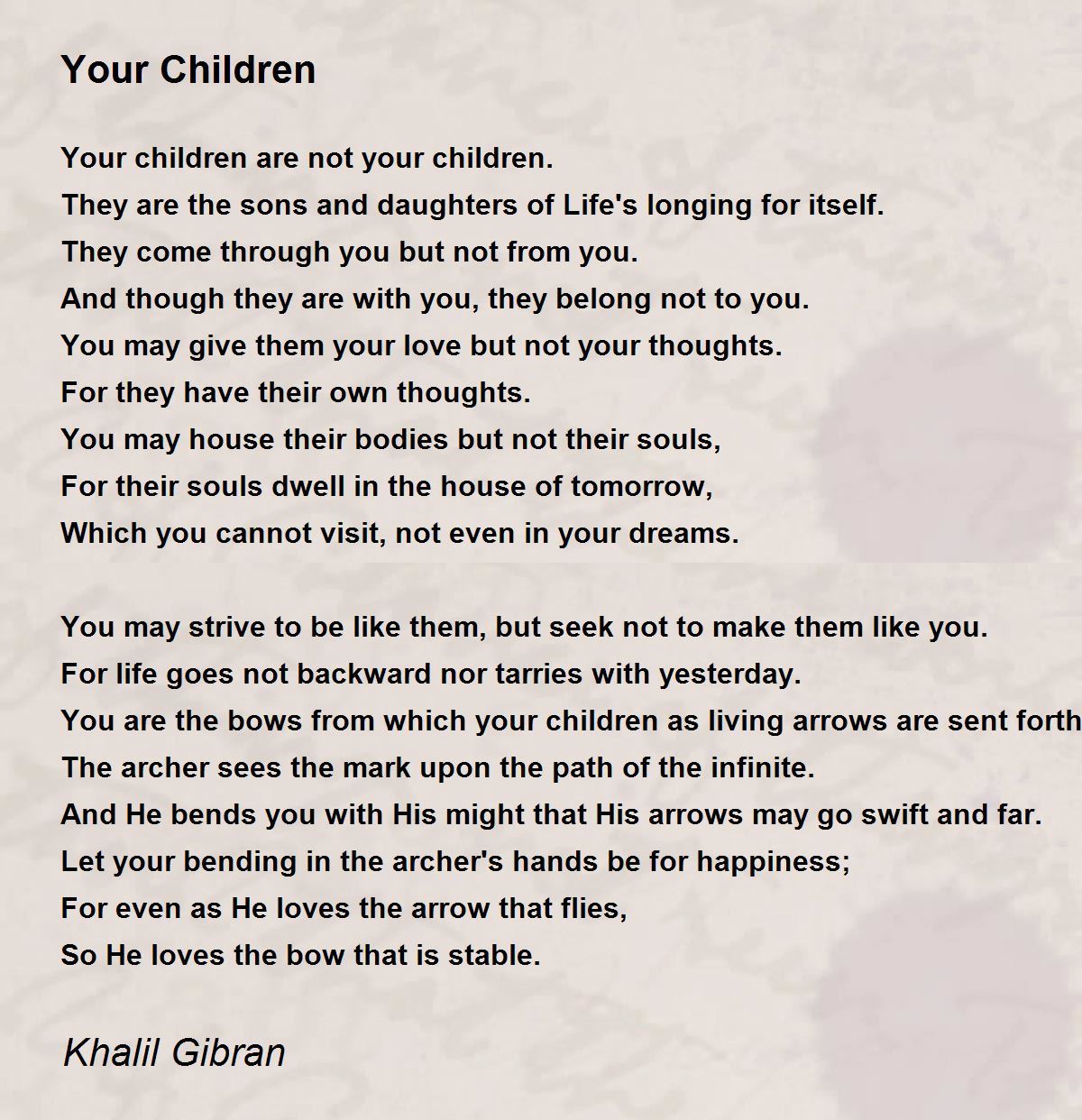 Your Children Poem by Khalil Gibran - Poem Hunter