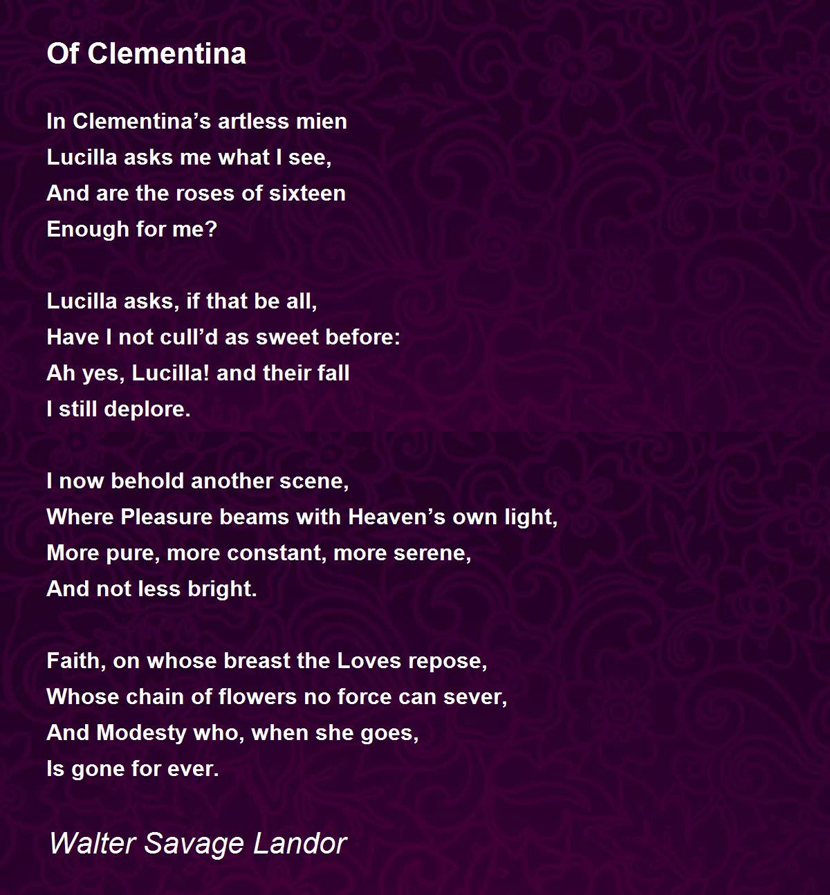 Of Clementina Of Clementina Poem by Walter Savage Landor