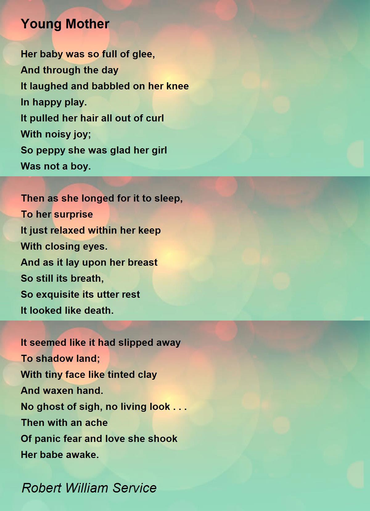 Young Mother Poem by Robert William Service - Poem Hunter