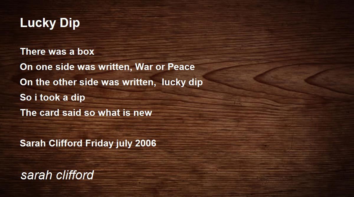 Lucky Dip Lucky Dip Poem by sarah clifford