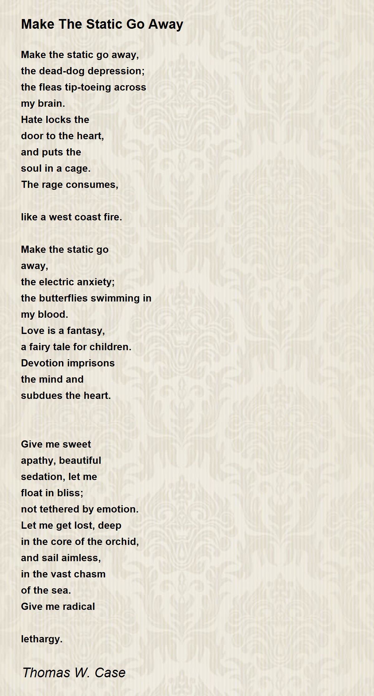 Make The Static Go Away Make The Static Go Away Poem by Thomas Case