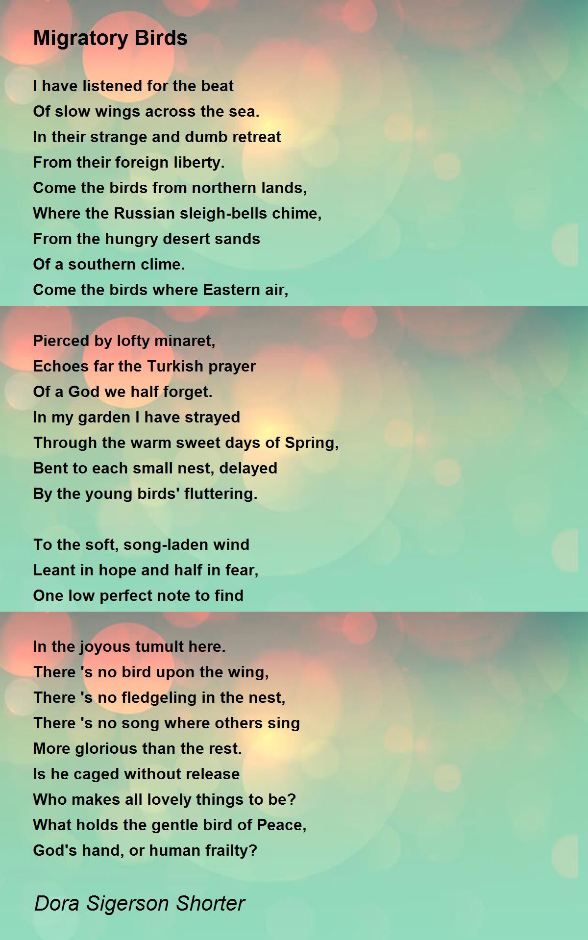 Migratory Birds Migratory Birds Poem by Dora Sigerson Shorter