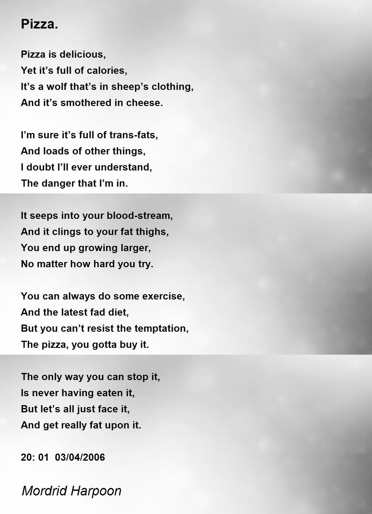 Pizza. Pizza. Poem by Mordrid Harpoon