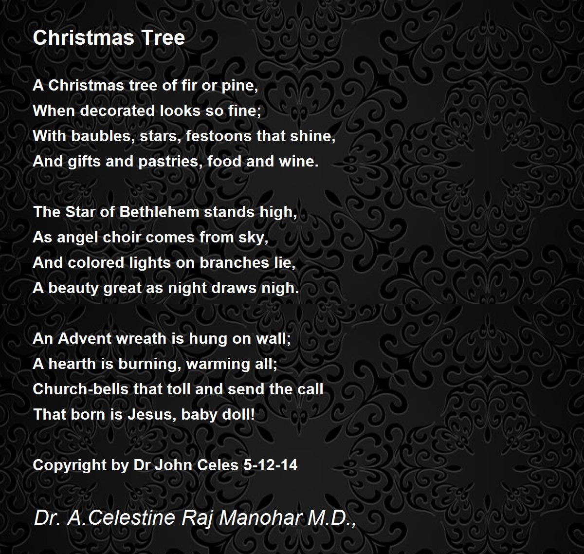 Christmas Tree Poem by Dr John Celes Poem Hunter
