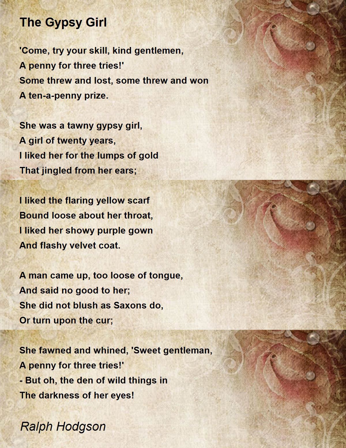 The Gypsy Girl The Gypsy Girl Poem by Ralph Hodgson