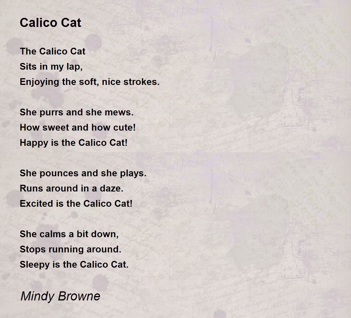 Calico Cat Calico Cat Poem by Mindy Browne